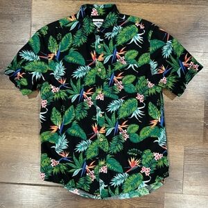 Old Navy Men's Black Tropical Print Shirt